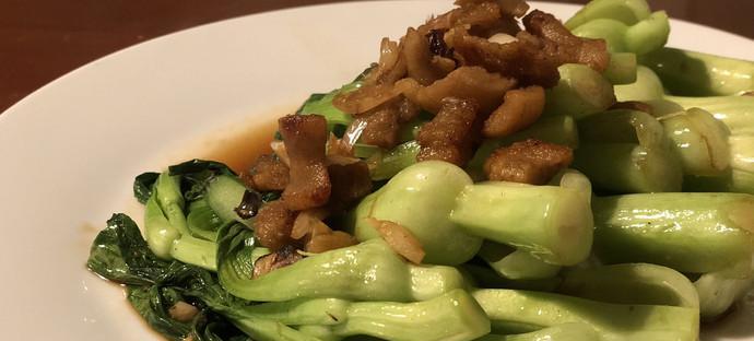 油渣炒菜心（用油渣制成的菜品）