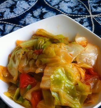这道菜够简单，又健康美味（洋白菜炒西红柿）