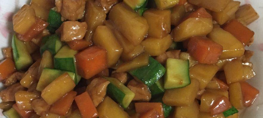 肉片炒三丁，美味可口的家常菜（做法简单易学）  第1张