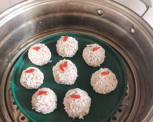 手工蒸糯米猪肉丸子，营养美味家常菜（传统手艺）